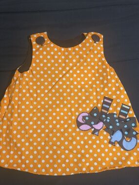Interchangeable Polka Dot Orange Girls' Pinafore Dress with Bow Accents
